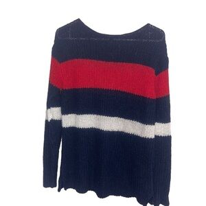 LRL Lauren Jeans Ralph Lauren Red White Blue Linen Knit Sweater Women's Medium
